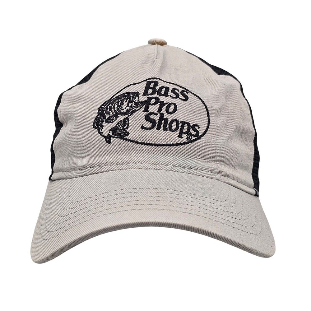 Bass Pro Shops Youth Trucker Hat Tan Black Mesh Snapback Fishing Cap *
